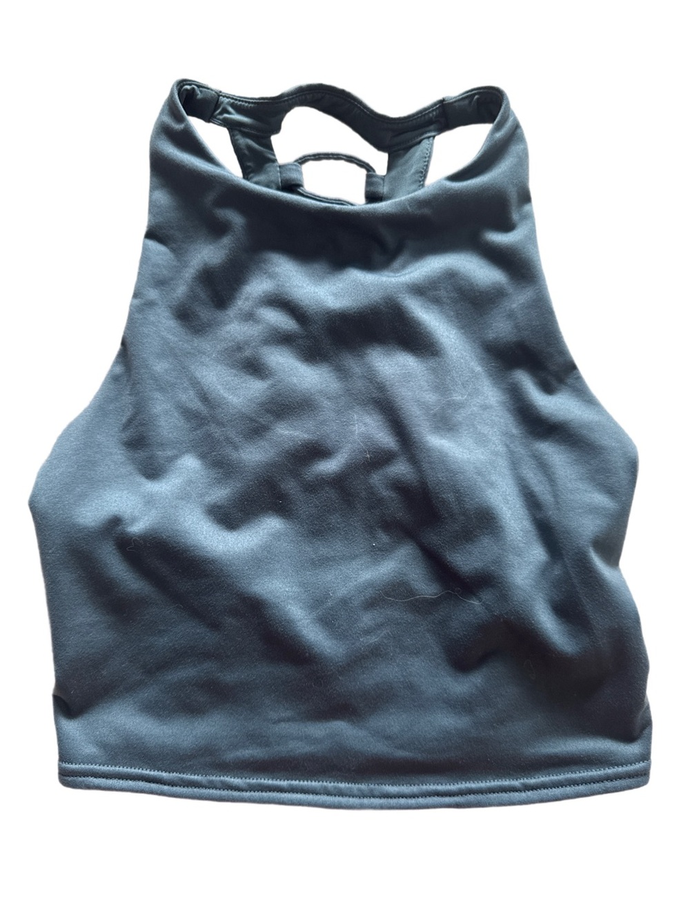 ALO Yoga High Neck Crop Tank Strappy Back - Slate Blue Size Small